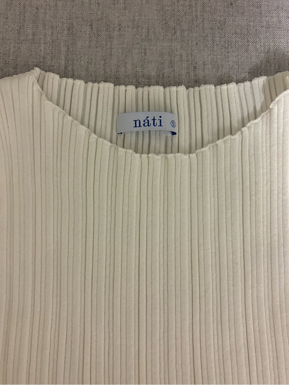 Nati NWOT Cream Ribbed Cap-Sleeve Tank - Picture 2 of 4